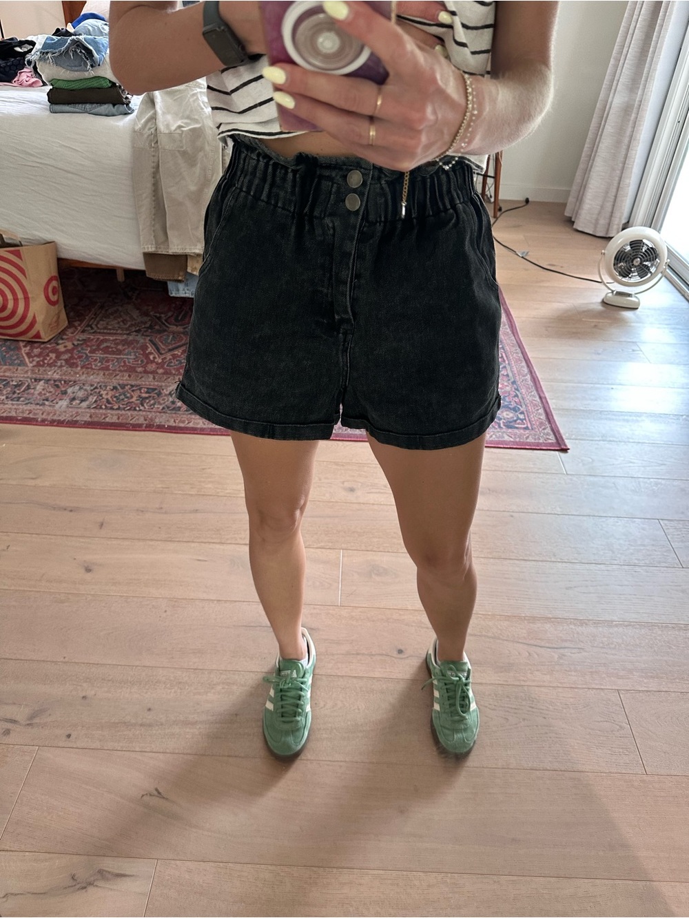 Black Denim High-waist Shorts - Picture 3 of 6